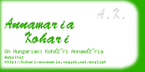 annamaria kohari business card